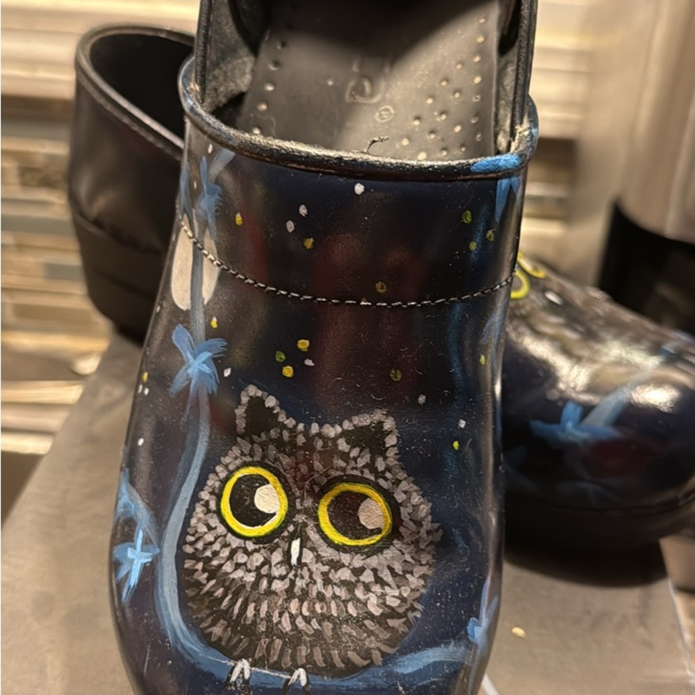 Sanita Blue and Yellow Owl Design Clogs